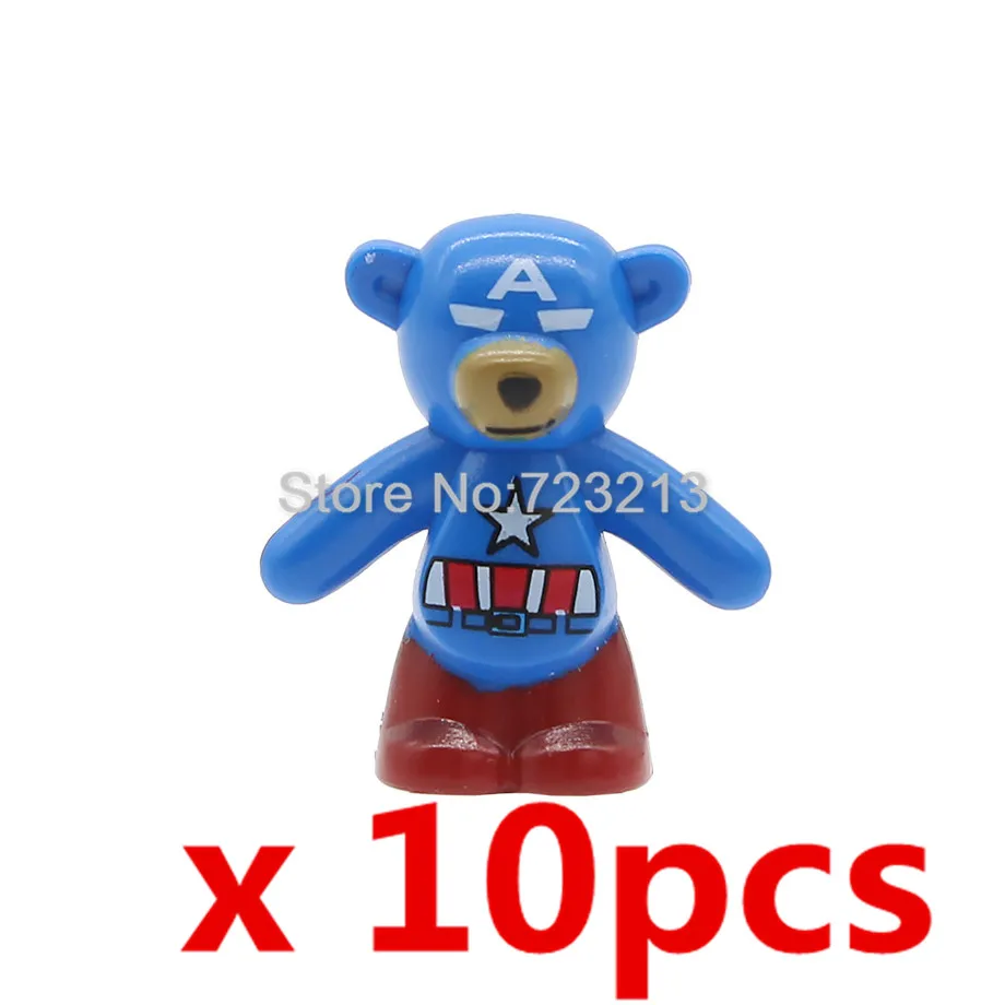 G x 10pcs 14 шт. 2 см Животные медведь мультфильм набор панда супер герой Бэтмен вспышка супер человек строительные блоки модели Кирпичи игрушки для детей - Цвет: G x 10pcs
