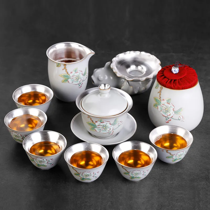 

Tea maker teacup ceramic cup 6 pieces simple porcelain silver tea tea set home small