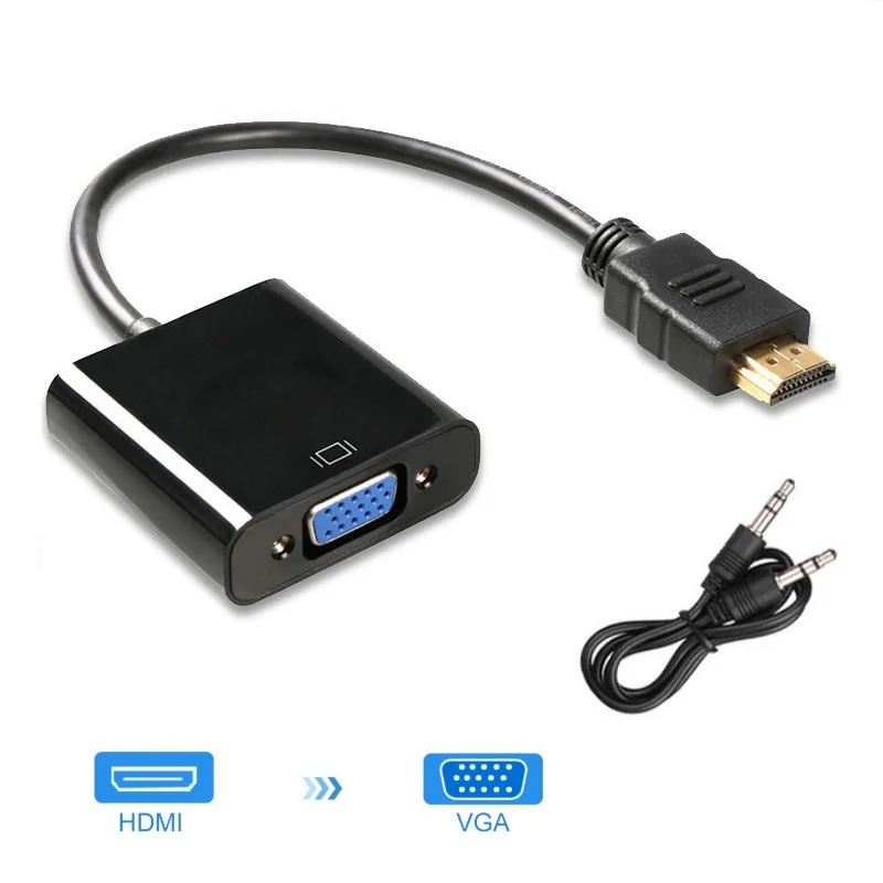 1080P адаптер hdmi-vga мужчин и женщин конвертер цифровой аналоговый видео 3,5 мм разъем аудио адаптер для PS4 ноутбука ПК проектор