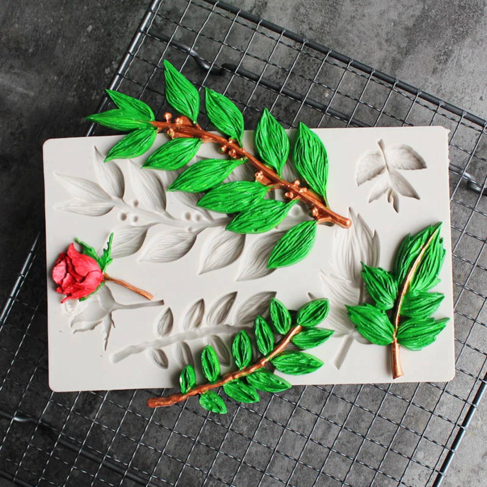 3D DIY Leaf silicone Sugarcraft mold fondant mold cake decorating tools chocolate gumpaste mold Polymer Clay Cake Mould Tools