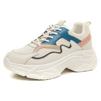 

Black sneakers Women Fashion Vulcanized Shoes Woman Designer Platform Chunky Sneakers Ladies Trainers Lace Up Spring Female Flat