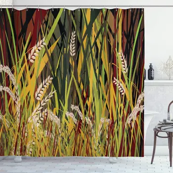 

Reeds Dried Leaves Wheat River Wild Plant Forest Farm Country Life Art Print Bathroom Decor Set with Hooks