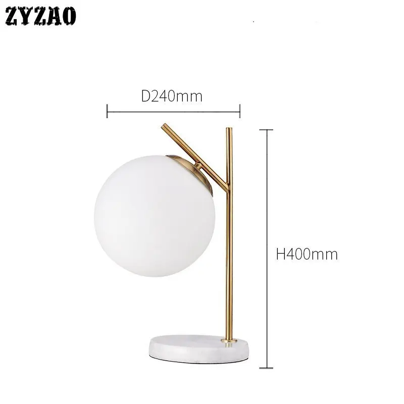 Postmodern Simple Marble Base Table Lamp Nordic Living Room Home Deco Glass Ball Desk Lamp Bedroom Bedside Lamp Simple Tafellamp 6