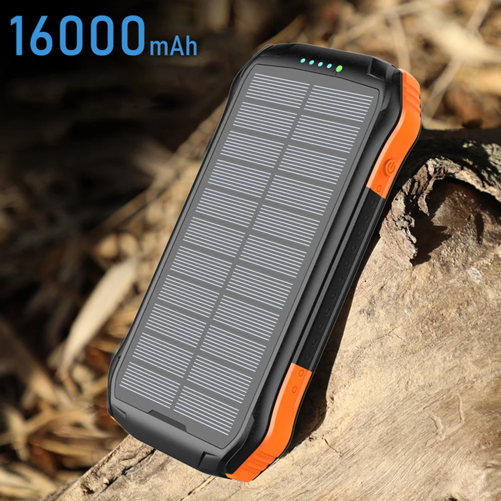 16000mAh Solar Power Bank Fast Qi Wireless Charger For iPhone Samsung Powerbank External Battery Portable Poverbank Flashlight