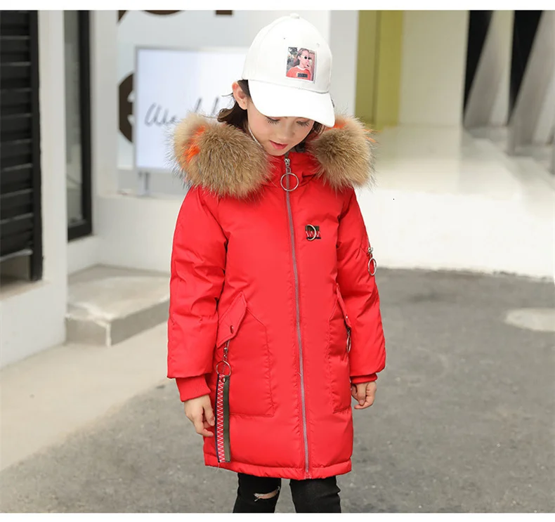 Пуховик для девочки и родителя теплая одежда Новинка года; детская зимняя утепленная парка детская верхняя одежда с натуральным мехом; пальто