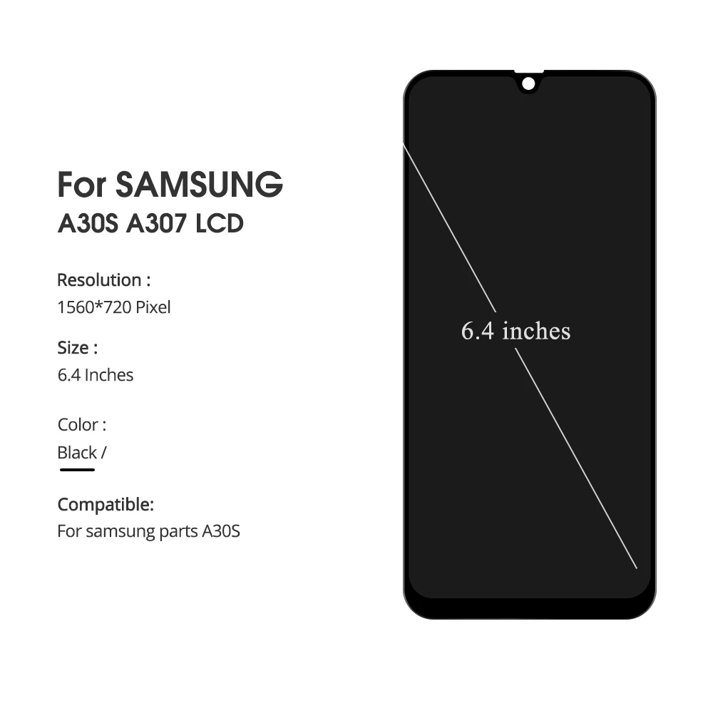 6,4 ''ЖК-дисплей для samsung Galaxy A30s A307F A307 A307FN A307GN, кодирующий преобразователь сенсорного экрана в сборе