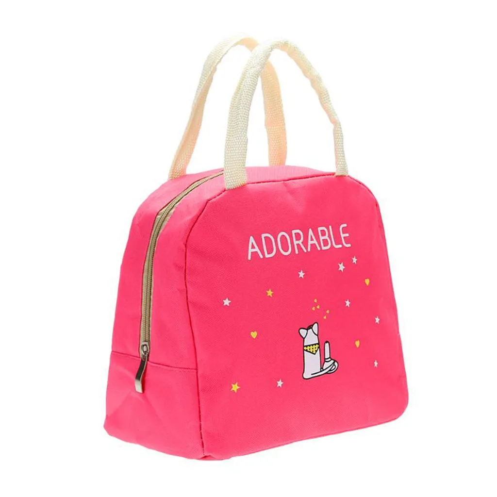 Брезентовая сумка для обеда, модная переносная термоизолированная сумка для еды, пикника, сумки для обеда для женщин и детей, мужская сумка-холодильник для обеда, сумка-тоут# L5 - Цвет: Pink