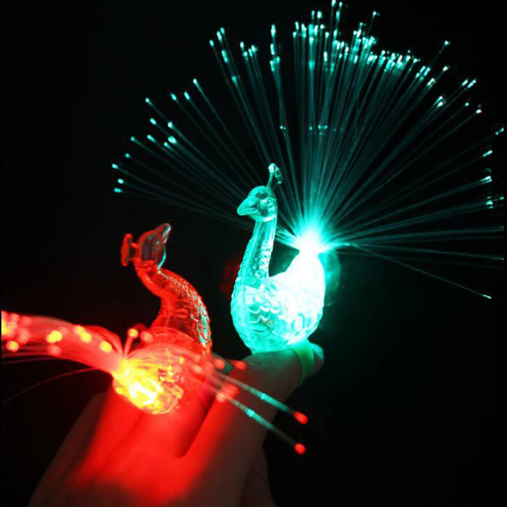 Лампа в виде павлина на палец цветной яркий светодиодный светильник кольца гаджеты для вечеринки Интеллектуальная Детская игрушка для развития мозга-цвет случайный