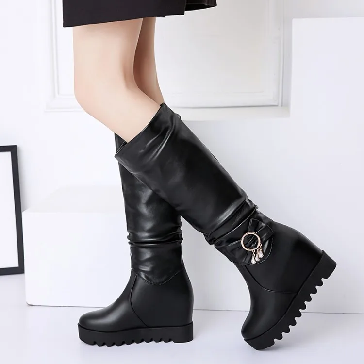 

Big Size 9 10 11 12 boots women woman winter boots women women shoes botas Bow - tied drill pendant drape sleeve