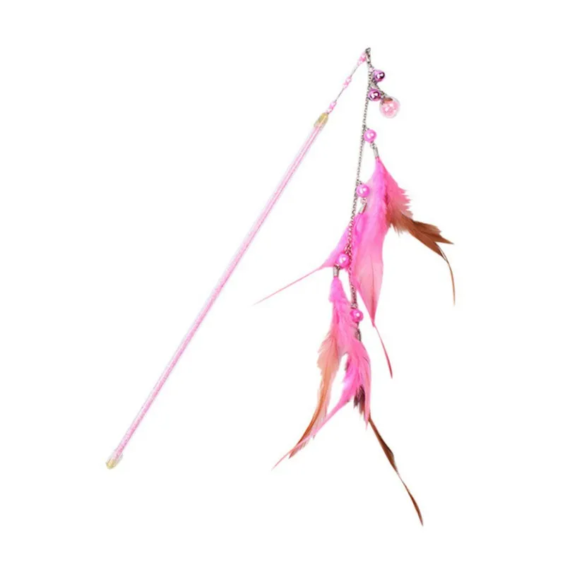Pink Интерактивные игрушки-прорезыватели для кошек, сменные перья и маленькие колокольчики, инструмент для обучения домашних животных и кошек - Цвет: Pink