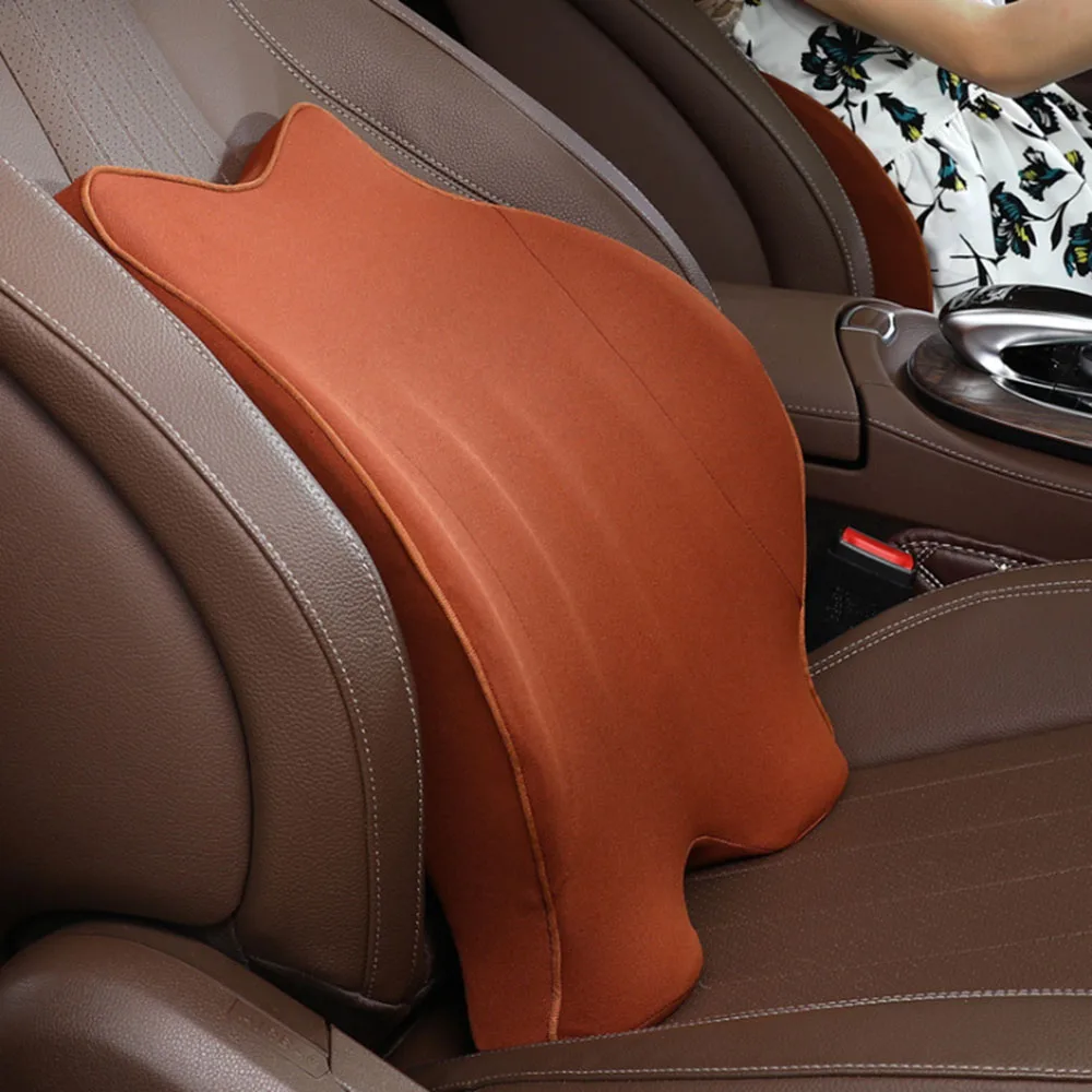 JINSERTA, Автомобильная подушка, подушка на сиденье, подголовник, подушка для шеи, Спортивные Вязаные подушки, подушка для путешествий, универсальные автомобильные аксессуары - Color: Brown-Waist
