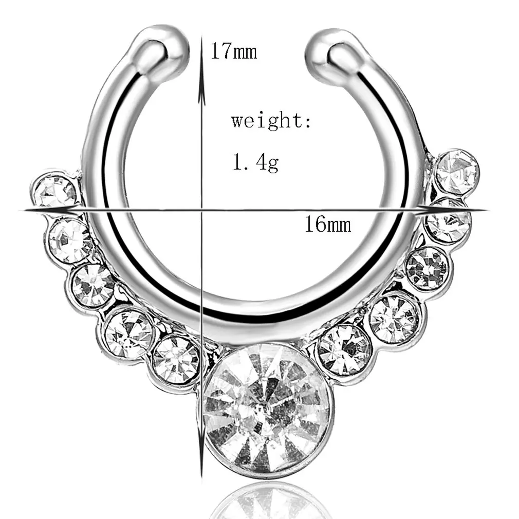 Модный креативный нос кольцо персонализированный Металл обод из сплава горный хрусталь кольцо-гвоздик в нос стильные пирсинг ювелирные изделия для женщин