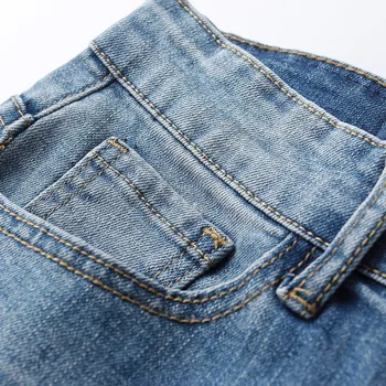 

2020 Spring New Jeans Men Tide Slim Feet Washed Plus Velvet Pants