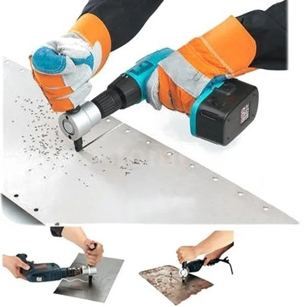 

Double Head Nibble Metal Cutting Sheet Nibbler Saw Cutter 360 Degree Adjustable Drill Attachment Power Tool Accessories Cutting