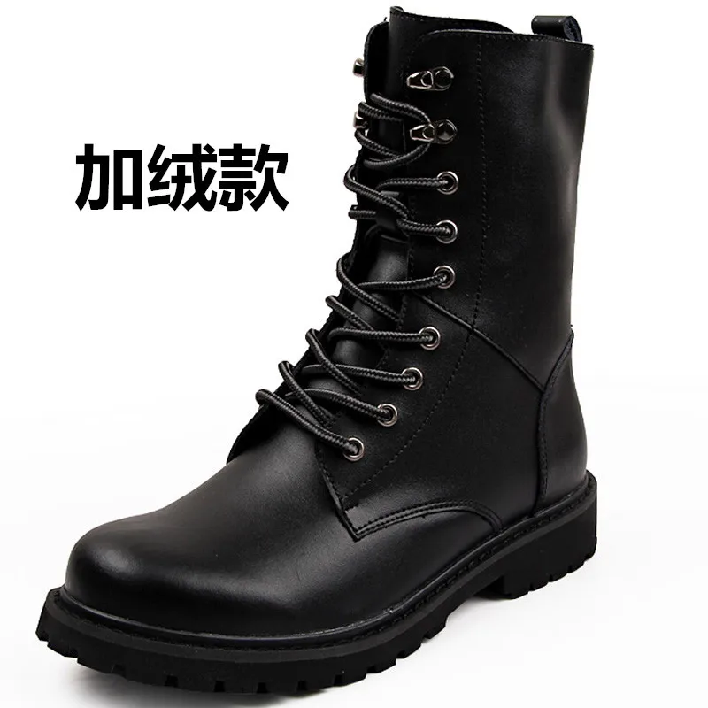 

2019 Autumn And Winter New Style Hight-top Warm plus Velvet Boots Casual Man's Leather Boots Anti-slip Wear-Resistant Martin Boo