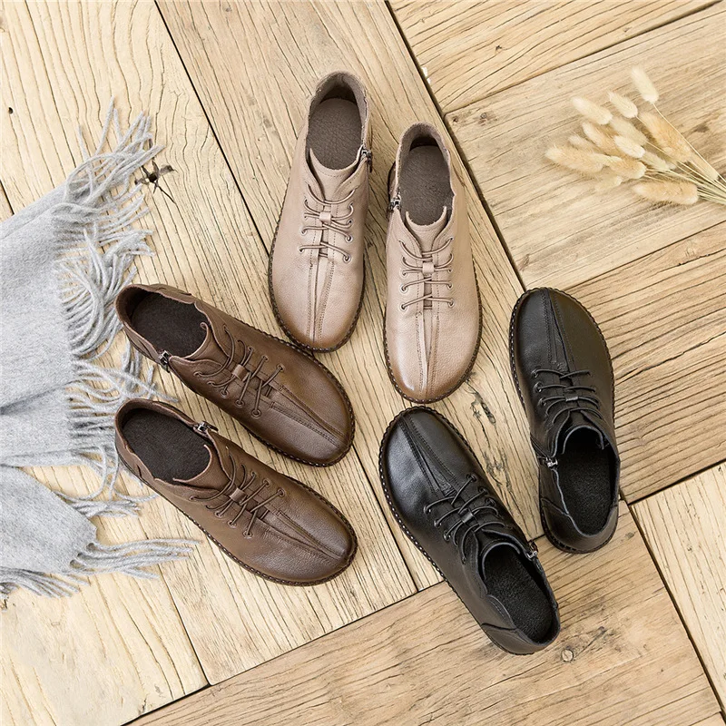 

Retro Martin Boots Handmade Shoes Women's 2019 Autumn And Winter New Style Versatile Extra Large Leather Short Boots
