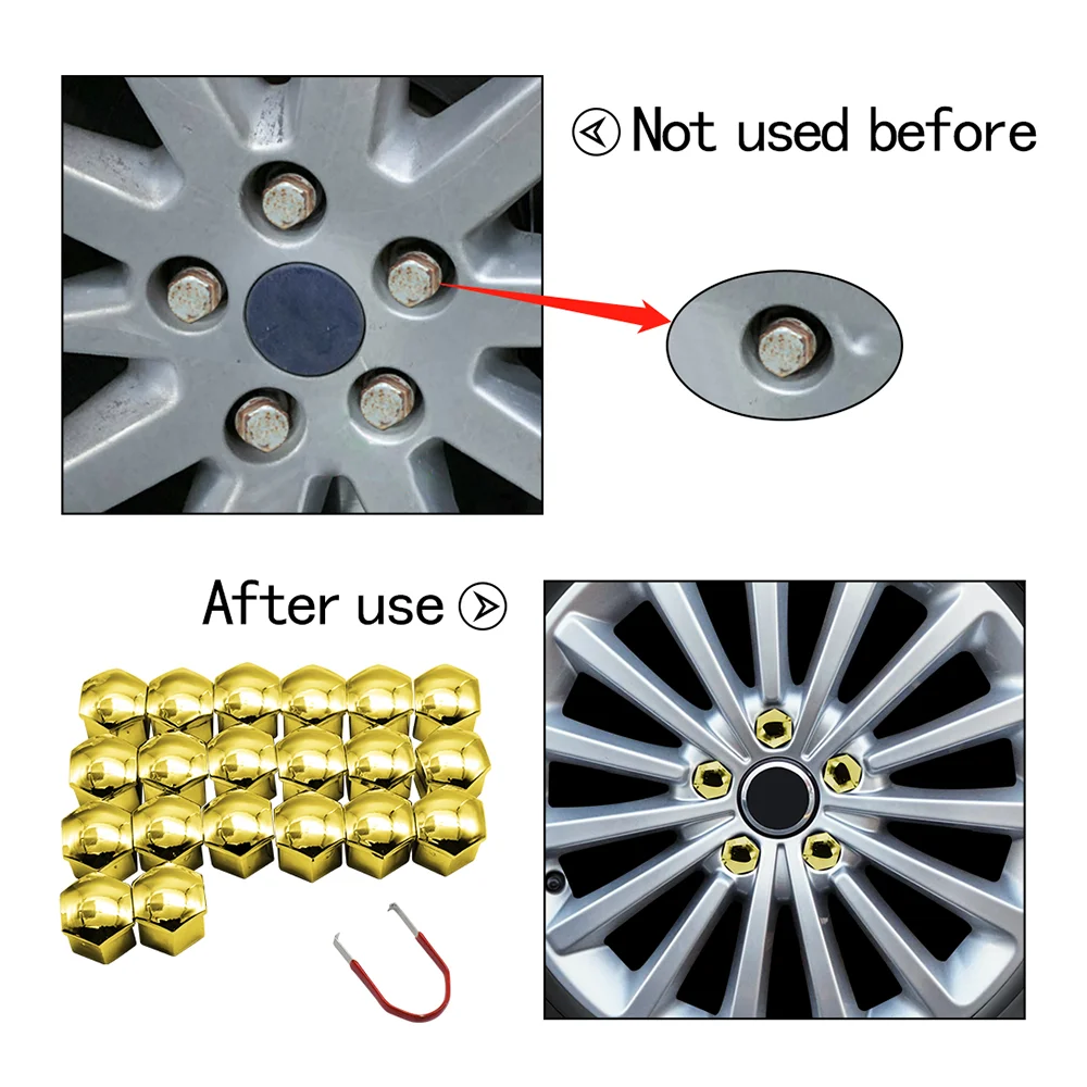 20Pcs/Set 17 19 21mm Car Wheel Nut Covers Auto Hub Screw Protection Cap Bolt Rims Auto Exterior Accessories Anti-Rust Dust Cover wheel nut caps,screw caps,auto accessories,wheel nut covers,car accessories,bolt nut covers