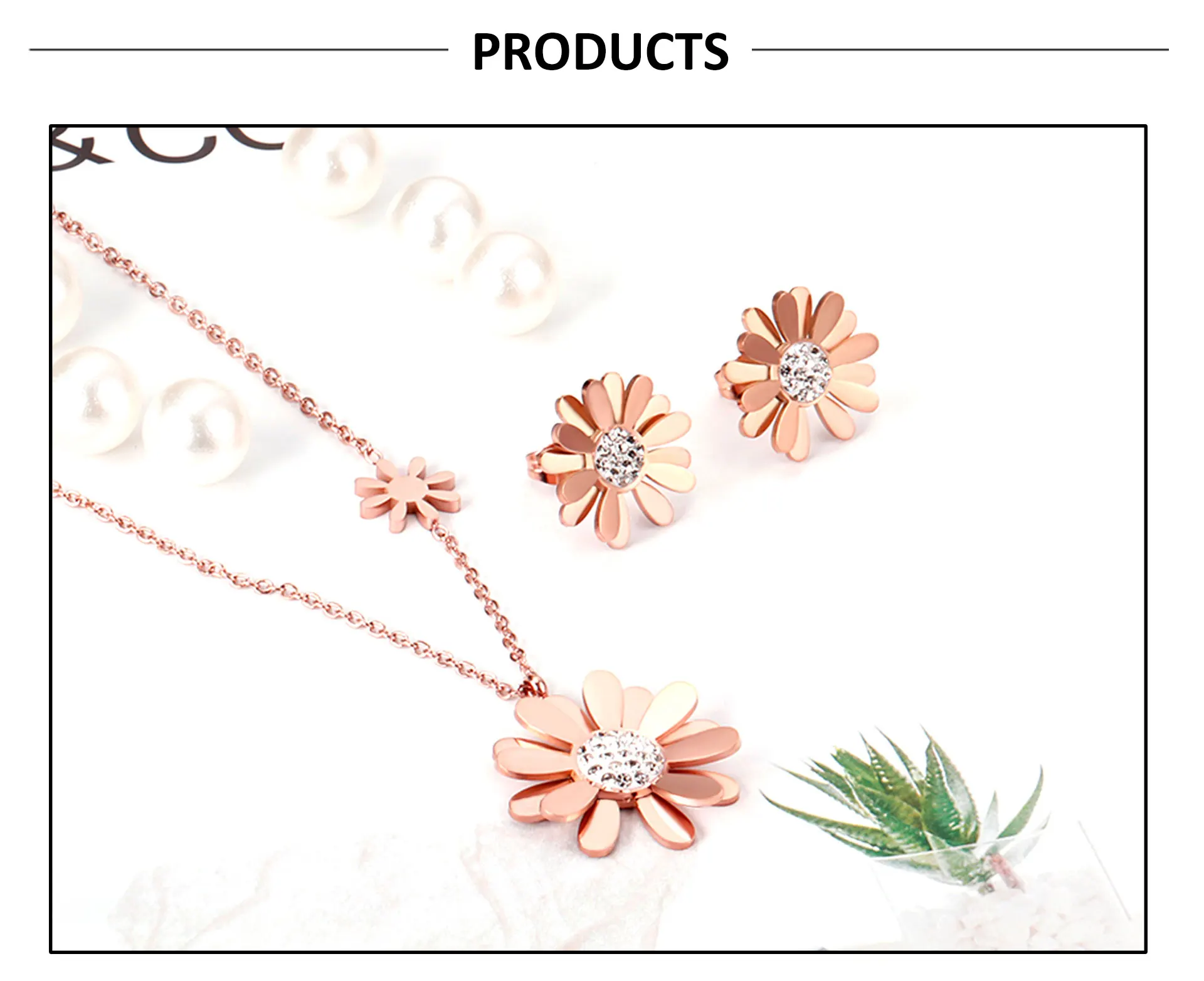 LUXUKISSKIDS Fashion Korean Small Daisy Stainless Steel Necklaces Earrings Sets For Women Office Jewellry Sets pendientes mujer new fashion necklace design