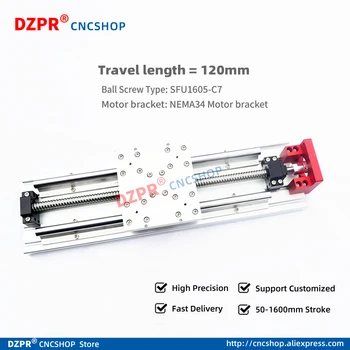 

Precision Linear Module 120mm Travel Length 1605 ball screw linear guide Nema34 stepper Motor bracket for CNC Router