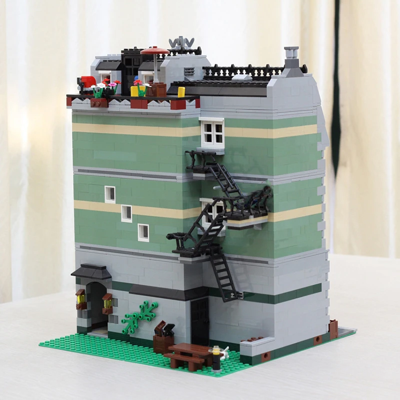 2465 шт. MOC 15008 город улица вид зеленый бакалейщик модель 10185 строительные блоки