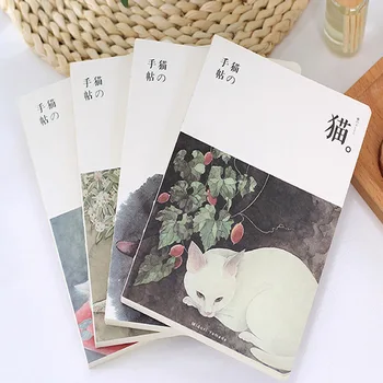 

New Retro Japanese Style Cute Cat Pattern Blank Notebook Sketchbook Drawing for School Students Diary Journal Planner Agenda