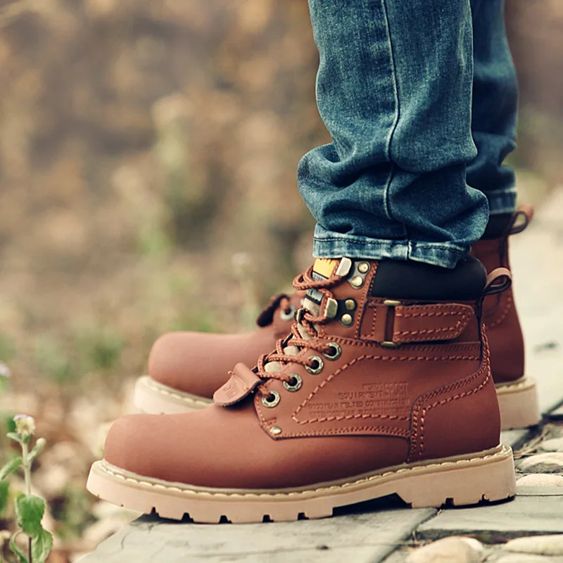 

Martin Boots Men's Winter British Style Hight-top Men Worker Boot Mid-top plus Velvet Warm Short Boots Versatile Boots Fashionab