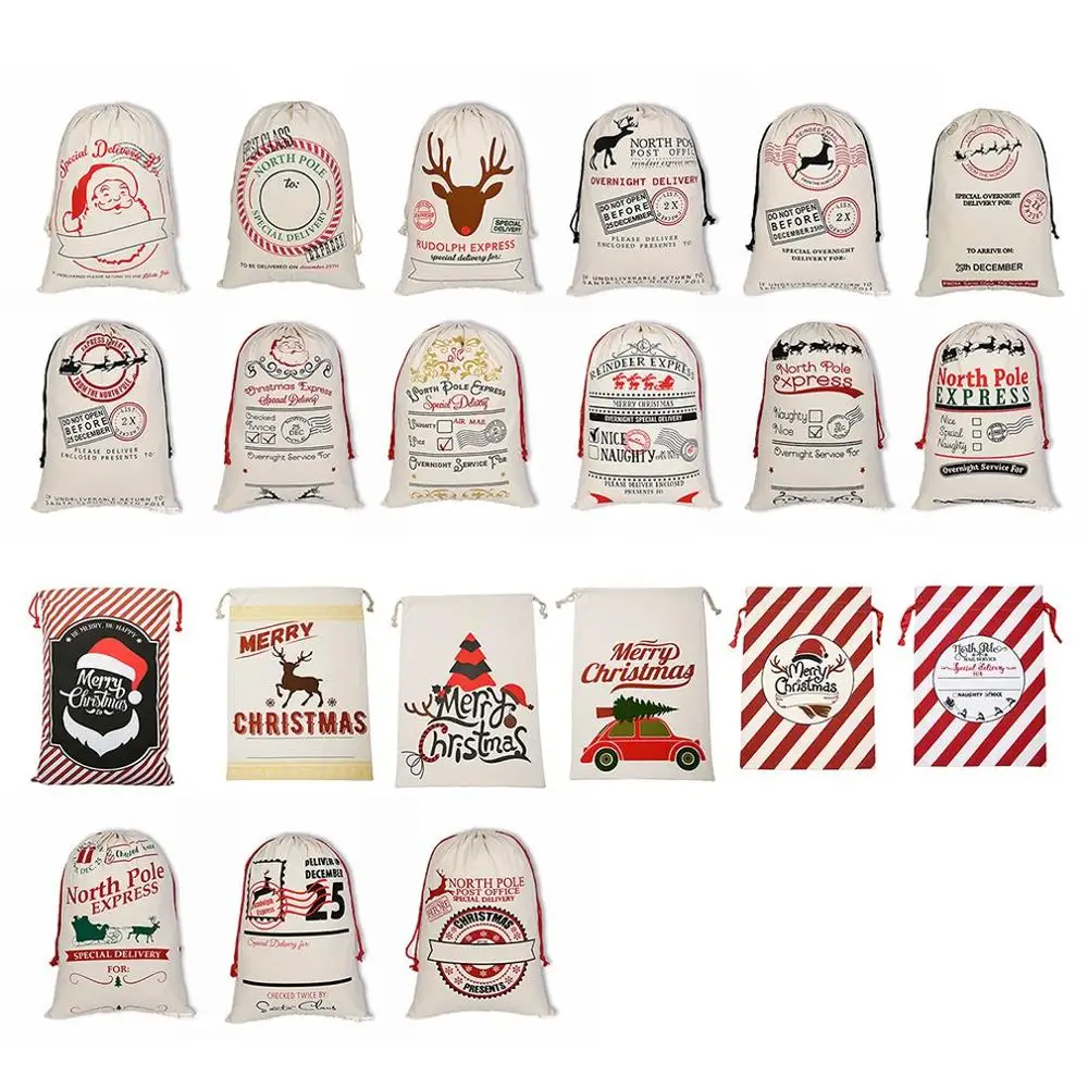 

Environmentally Friendly Fabric Soft Carry Cotton Canvas Custom Christmas Gift Bags Drawstring Bundle Pocket Storage Bag