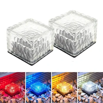 

Garden Solar Glass Solar LED Light 4 LEDs Waterproof Ground Landscape Frost Glass Path Lights Garden Outdoor Lamp