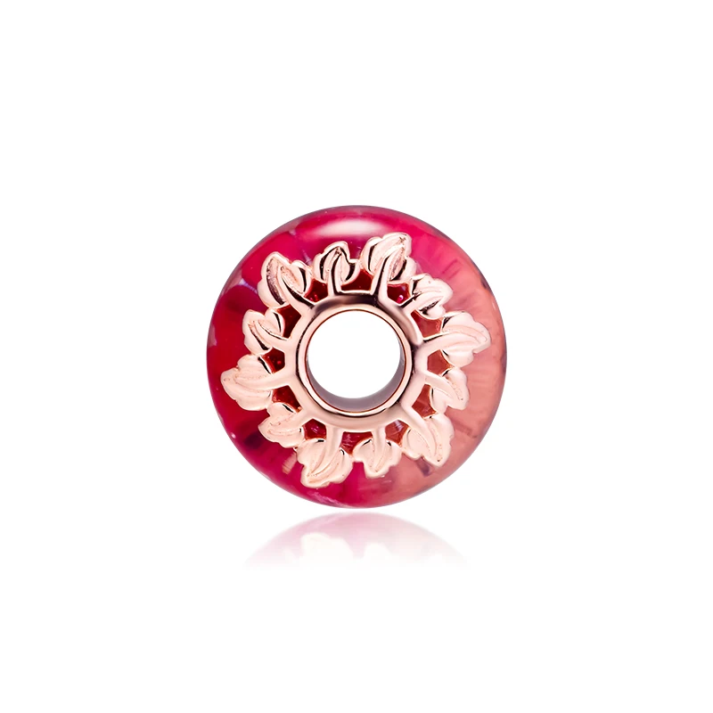 Pink Murano Glass Beads Jewelry 2019 New Rose Golden Leaves Charm Beads for Charms Bracelets DIY Women Beads for Jewelry Making 5