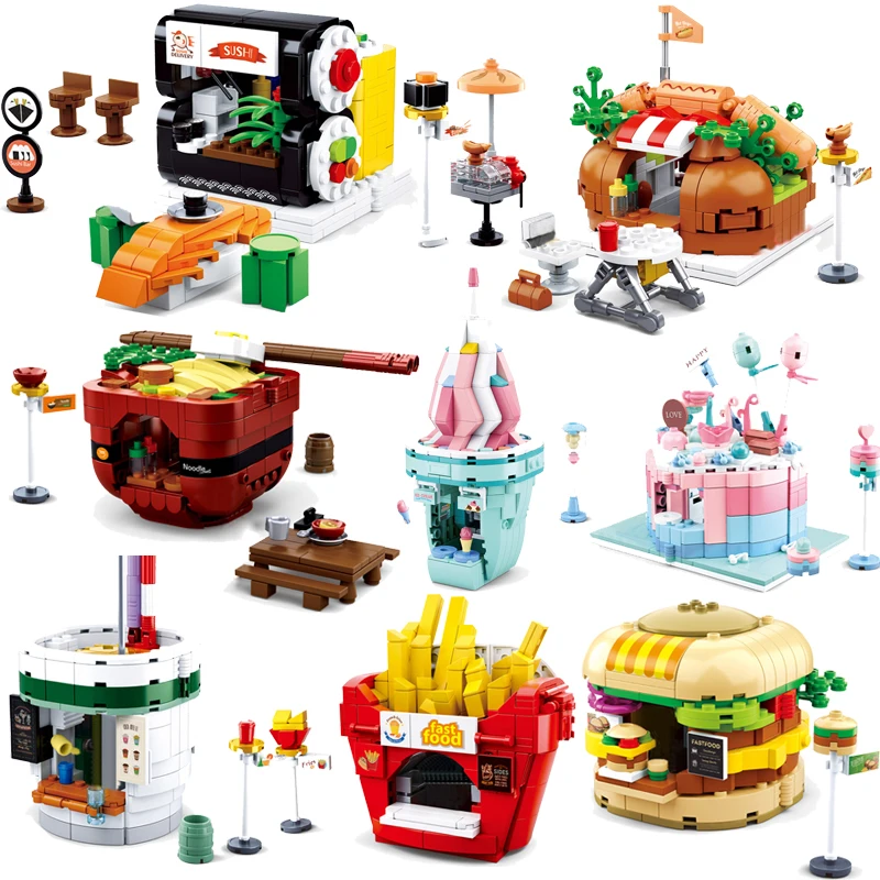 

Architecture Compatible Legoingly Mini City Street Food Building Block sembo Friends Creator Ice Cream Bricks Education Toy