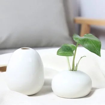 

Mini Flower Vase Small Ceramic Succulents White Plants Pots Binsai Flowerpot Stand for Flowers Home Decor Table Balcony Planters