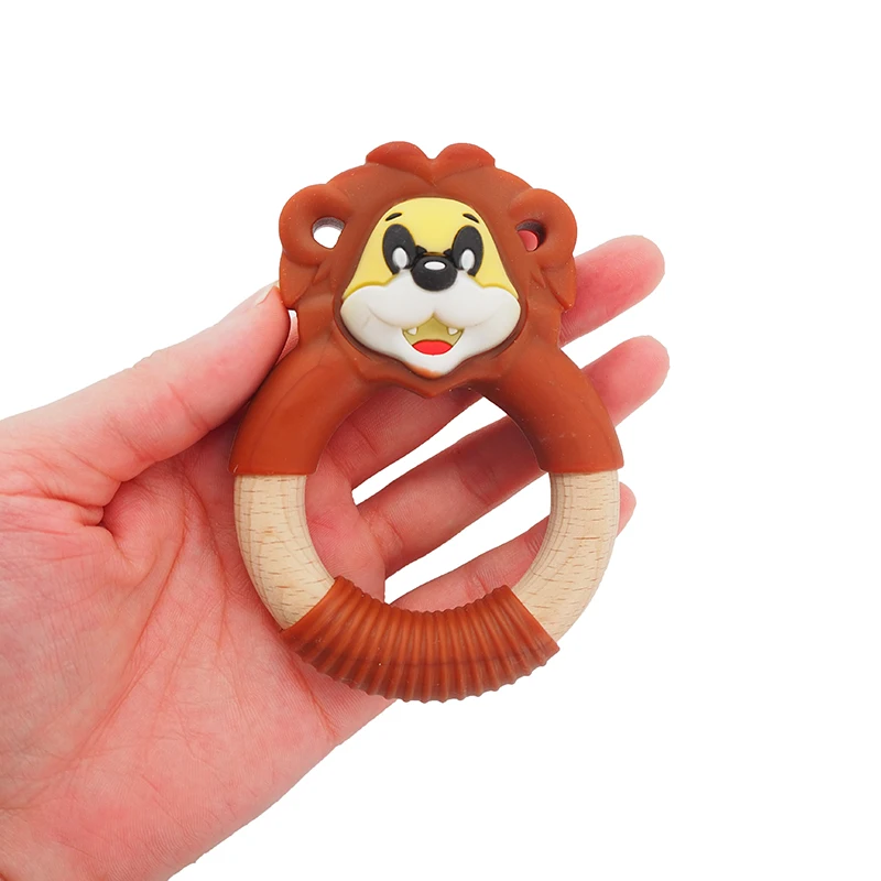 Chenkai 5PCS Silicone Lion Teether Animal Baby Rodent Teething BPA Free For Nursing Chewing Pendant Accessories Toddler Toys