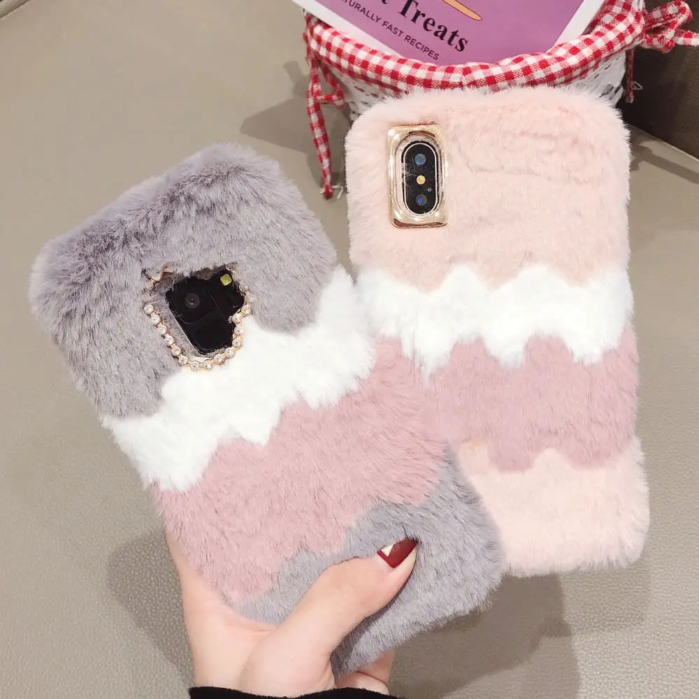 LLZ.COQUE плюшевый Пушистый Зимний чехол из кроличьей шерсти для samsung Galaxy A6 A7 A8 J4 Plus J6 Plus теплый мягкий чехол из ТПУ