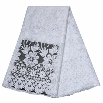 

3d flower trim lace fabric 2020 new arrival high quality lace tulle 5yards/piece for women fashion dress african lace materials