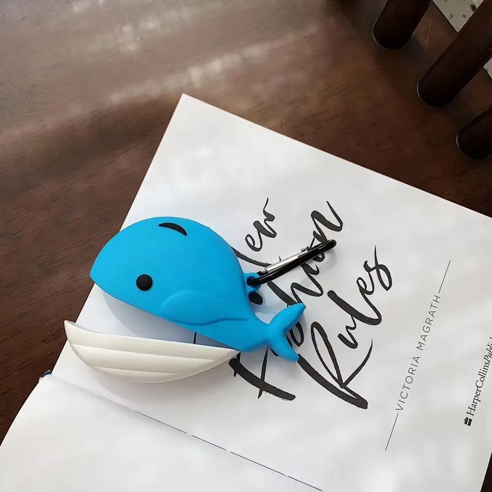 Синий кит с кольцом на палец для AirPods чехол Bluetooth беспроводные наушники Apple Airpods