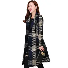 Новинка, женское осенне-зимнее твидовое шерстяное теплое длинное пальто, женское тонкое шерстяное пальто с отворотом, Повседневная Верхняя одежда размера плюс 6XL T72