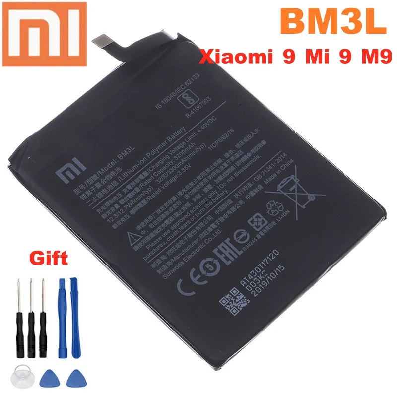 Оригинальный сменный аккумулятор Xiao mi для Xiaomi 9 MI9 M9 MI Xiaomi9 BM3L телефона 3300 мАч Бесплатные