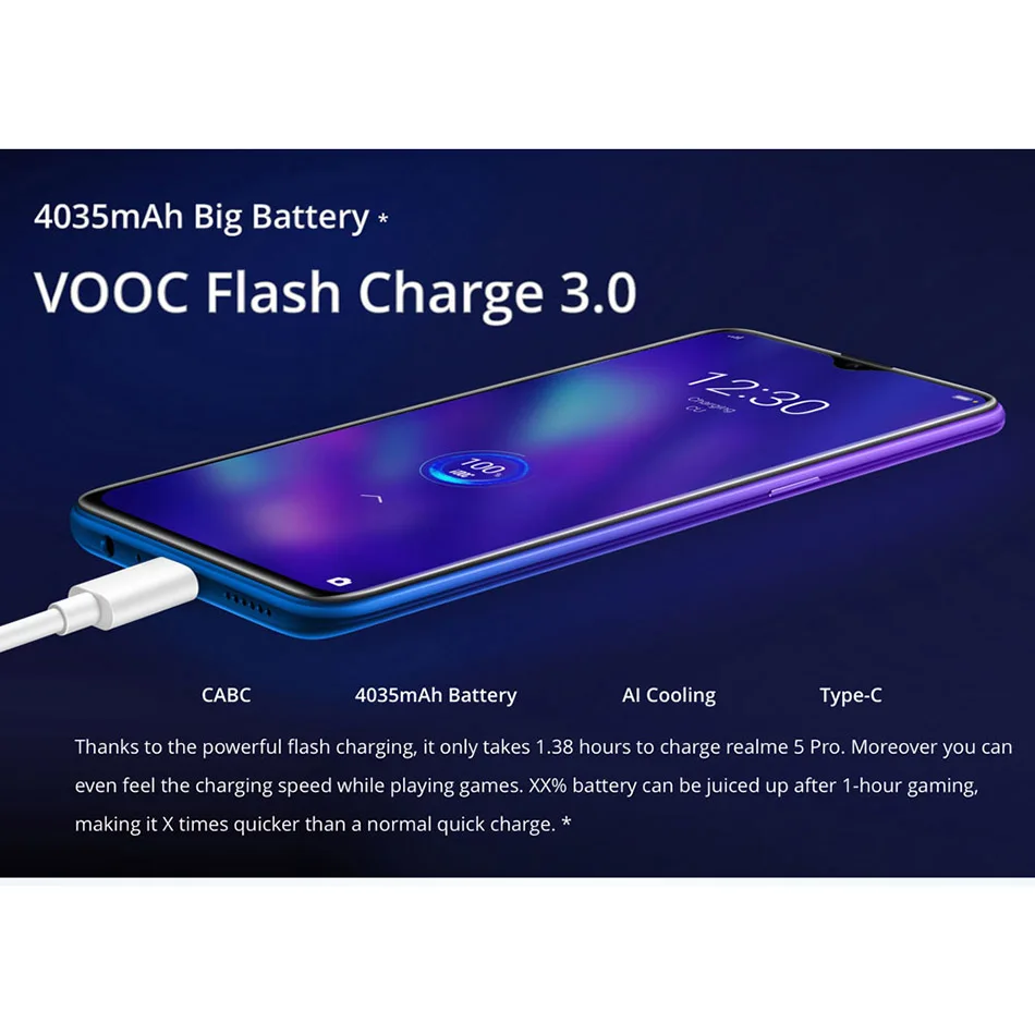 Европейская версия 6,3 дюймов Realme 5 Pro 48MP четырехъядерный мобильный телефон 8 ГБ ОЗУ 128 Гб ПЗУ 4035 мАч восьмиядерный смартфон Snapdragon 712 4G