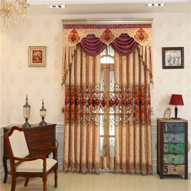 

Europe and America Luxury Embroidered Curtains for Living Room Bedroom Kitchen Hotel Voile Curtains Drapes Window Treatments