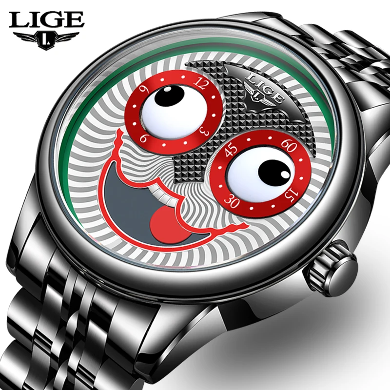 LIGE Joker Watch Mechanical Wristwatch Waterproof Clocks Stainless Steel Automatic Tourbillon Sports Watches Mens Reloj Hombre