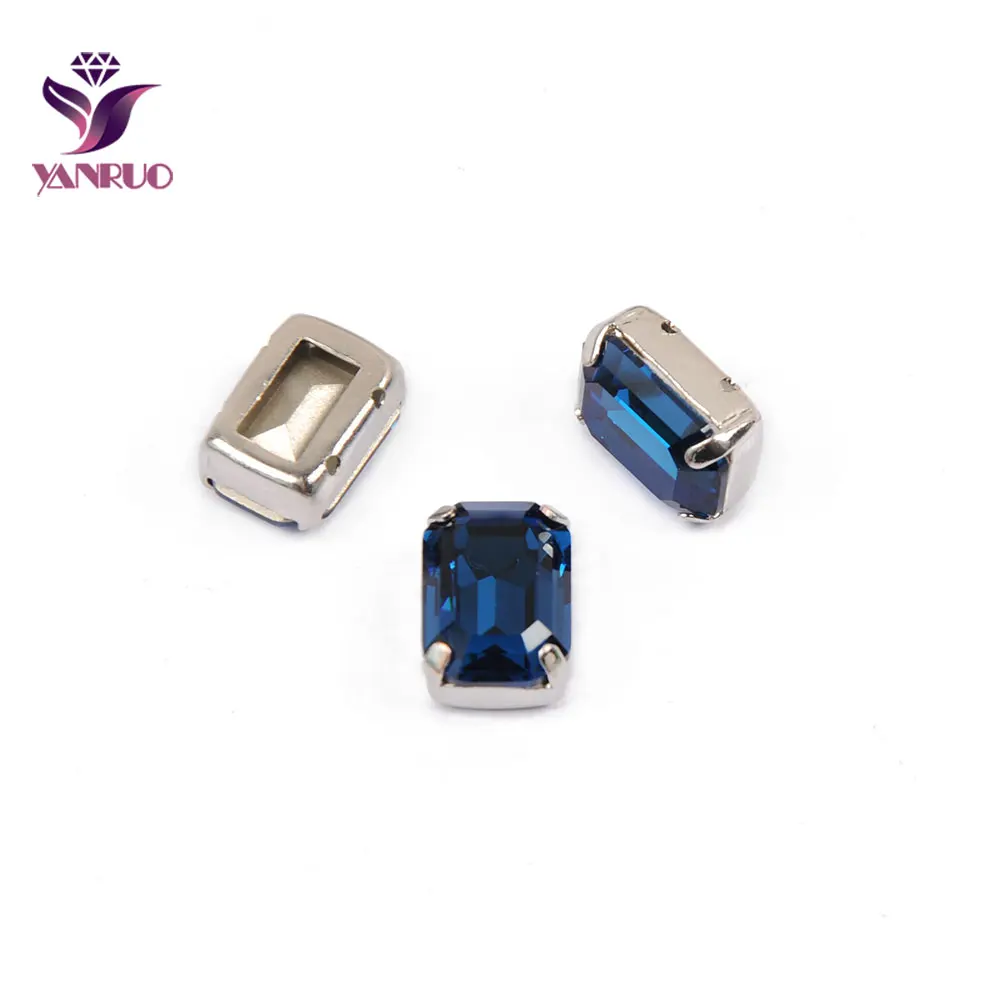 YANRUO 4610 Восьмиугольные Швейные Стразы Хрустальные стеклянные камни заостренные сзади пришитые стразы аппликации для платьев - Цвет: Montana