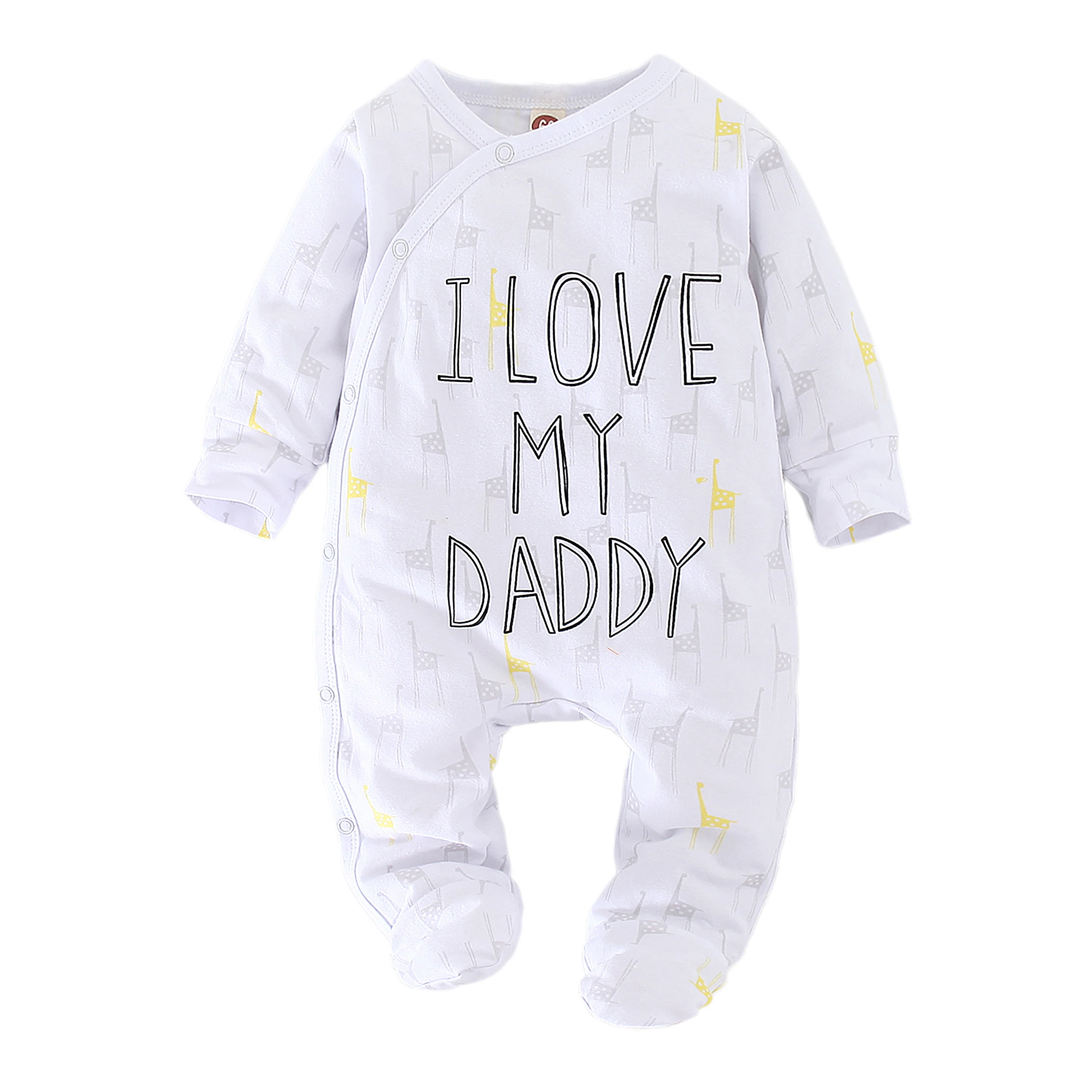 baby bodysuit dress Newborn Baby Boy Girl Romper Long Sleeve Cotton Letter I Love Daddy & Mummy Animal Print Jumpsuit Infant Pajama Outfits Bamboo fiber children's clothes Baby Rompers