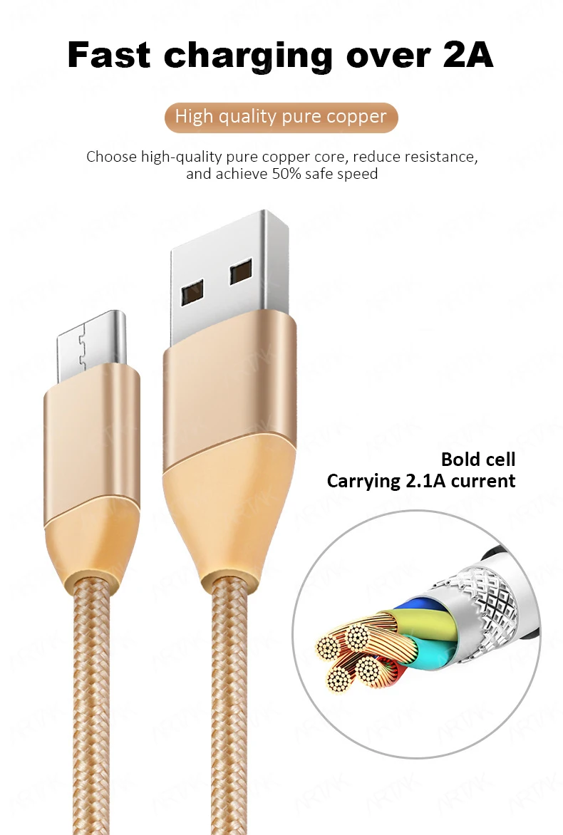 ARTAK usb кабель type c кабель usb c usb type c провод для быстрой зарядки для зарядки телефона для xiaomi 9 A2 note 7 k20 s9 plus 5A 6