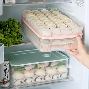 

Food Grade Household Quick-frozen Dumplings Storage Box Kitchen Refrigerator Freshness Seal Food Egg Box shui jiao zi Tray