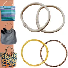 

1Pair 2Styles Round Shape Bamboo Plastic Imitation Wood Handles Handcrafted Vintage Handbag Replacement For DIY Bags Accessories