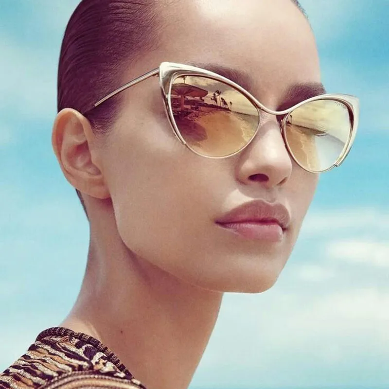 Новинка солнцезащитные очки кошачий глаз женские Винтажные Солнцезащитные в