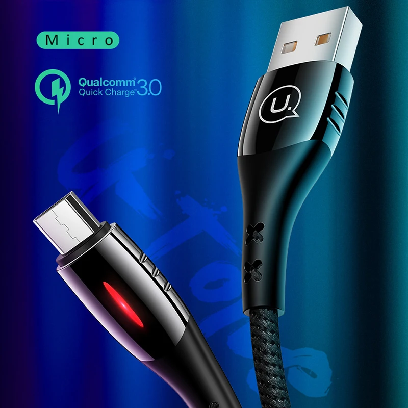 USB to Micro Cable Smart Power off Quick Charge QC3.0 LED Auto Disconnect smart charger cable for Android Samsung Huawei | Мобильные