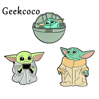 

10pcs/lot J1158 Baby Yoda Pins Brooch The Mandalorian Figure Enamel Pin for Backpack Clothes Decorative Badge Kids Gift