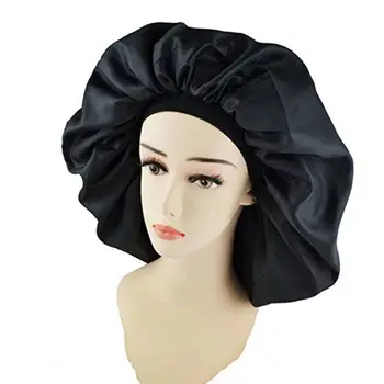 

Artificial Silk Hair Cap Double Rubber Band Night Cap Shower Hair Cap Black Night Cap Rubber Band Cap