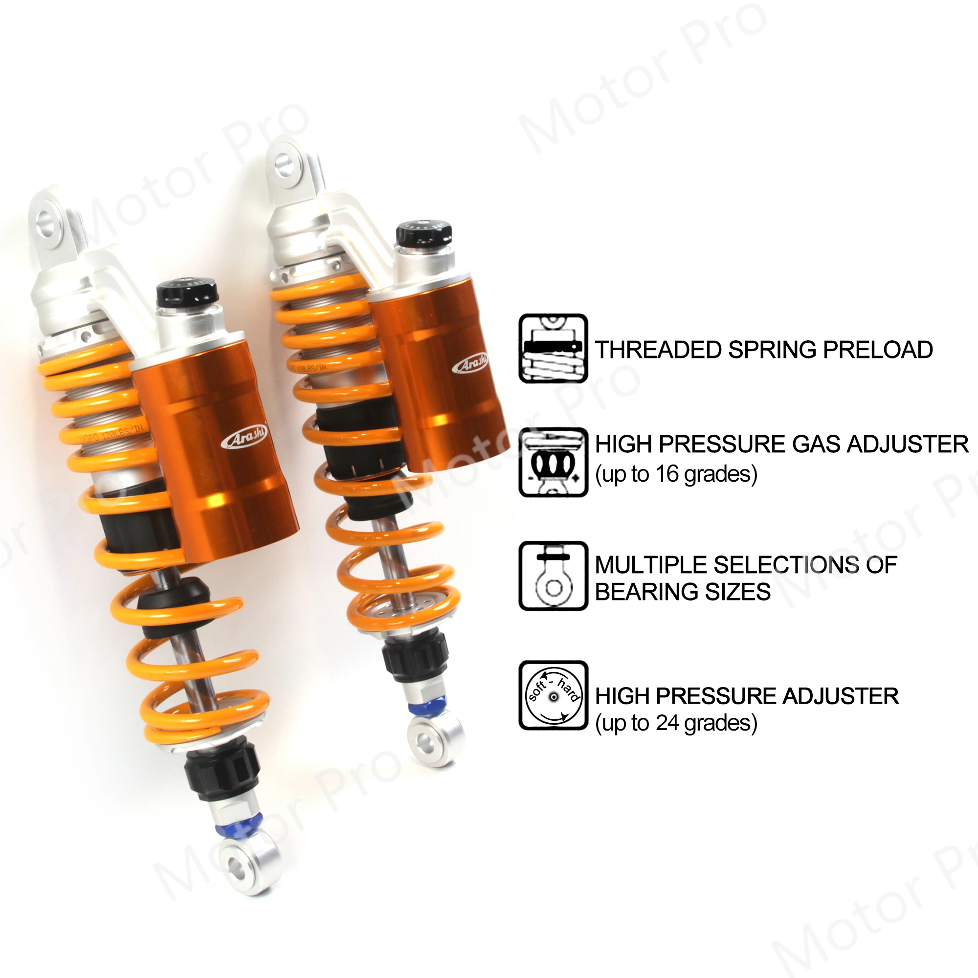 

360 мм/14 дюймов мотоциклетные регулируемые Азотные заряженные задние амортизаторы для индийских сменных аксессуаров